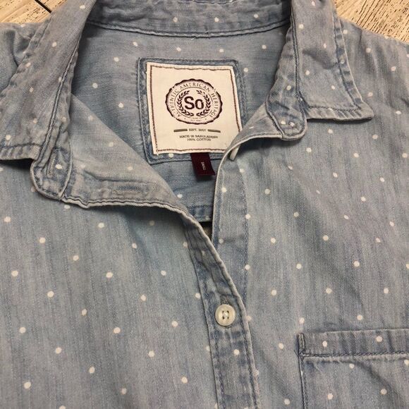 SO sleeveless light denim button-down dress/tunic - Picture 2 of 6